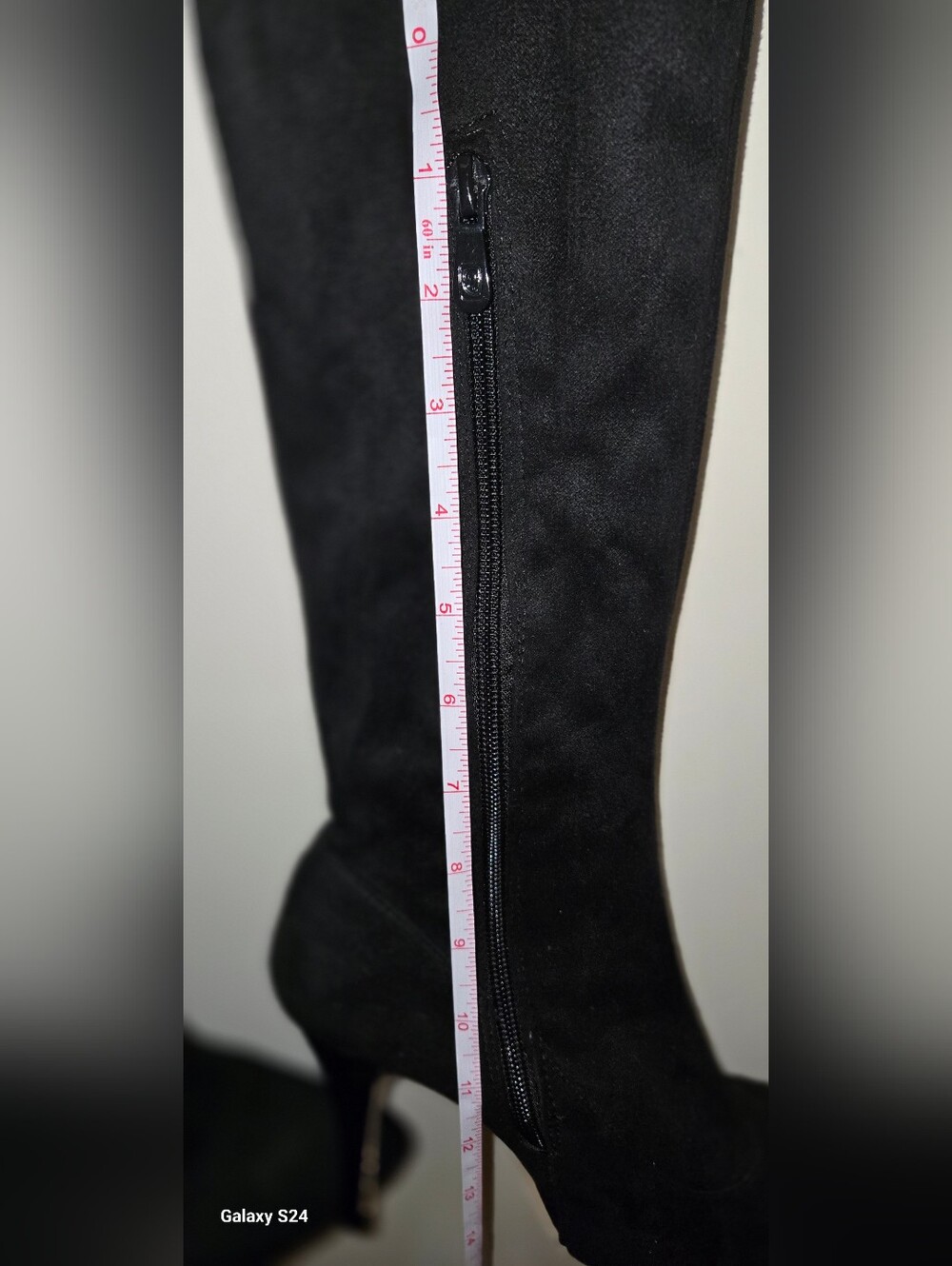 ShoeNTale Black Suede Feel Over-the-Knee Pointed Toe Boots - Picture 6 of 9